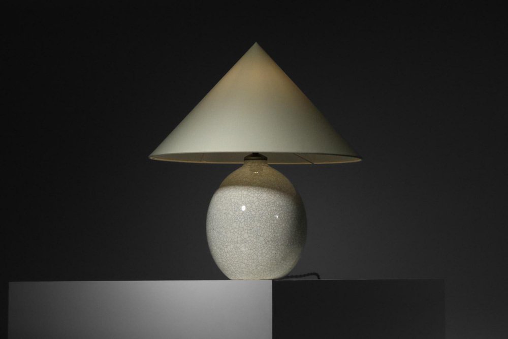 Table Lamp in Crackled Ceramics from Boch La Louvière, 1940a