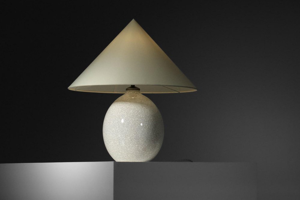 Table Lamp in Crackled Ceramics from Boch La Louvière, 1940a