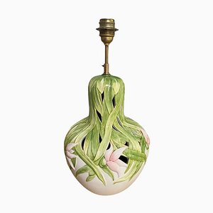 Table Lamp in Crakled Enemeled Ceramic in Green Pink and White Colors, France, 1970s-UR-1739968