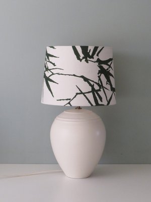 Table Lamp in Creamy Ceramic with a New Custom Lampshade from Kostka-UKG-1260821