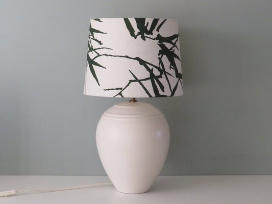 Table Lamp in Creamy Ceramic with a New Custom Lampshade from Kostka-UKG-1260821