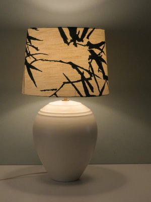 Table Lamp in Creamy Ceramic with a New Custom Lampshade from Kostka-UKG-1260821