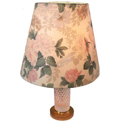 Table Lamp in Crystal with Floral Shade-FYZ-1322723