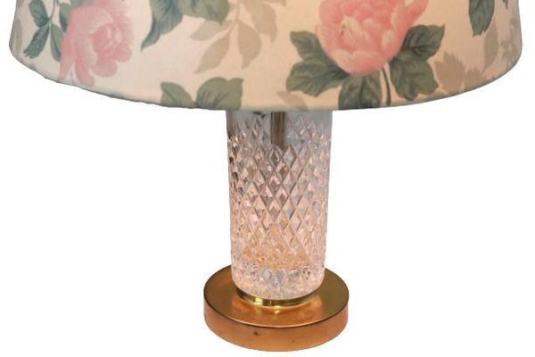 Table Lamp in Crystal with Floral Shade-FYZ-1322723