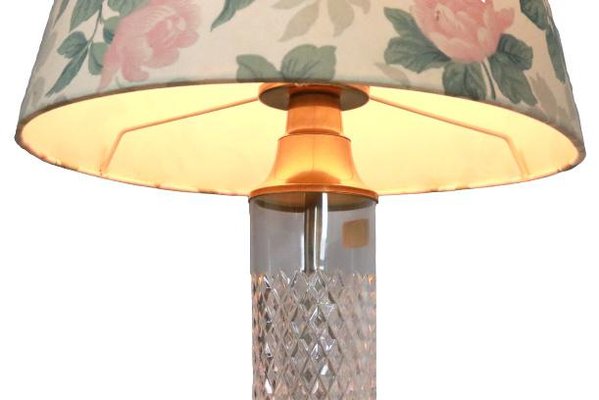 Table Lamp in Crystal with Floral Shade-FYZ-1322723