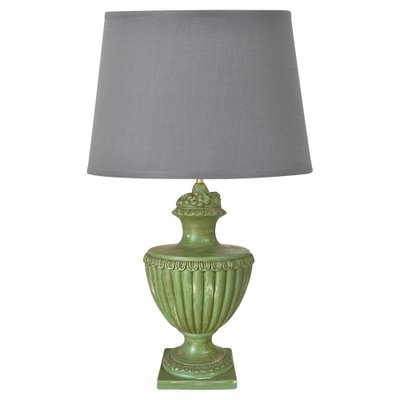 Table Lamp in Green Ceramic from Lancel Paris, France, 1970s-UR-1780812