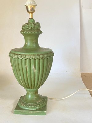 Table Lamp in Green Ceramic from Lancel Paris, France, 1970s-UR-1780812