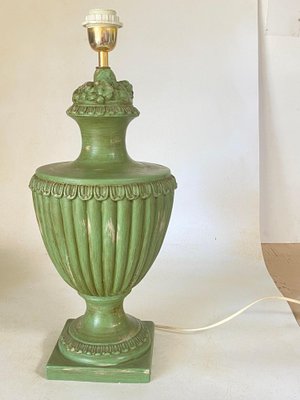 Table Lamp in Green Ceramic from Lancel Paris, France, 1970s-UR-1780812