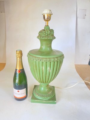 Table Lamp in Green Ceramic from Lancel Paris, France, 1970s-UR-1780812