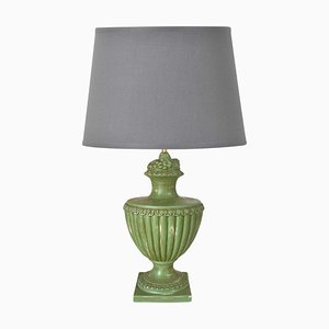 Table Lamp in Green Ceramic from Lancel Paris, France, 1970s-UR-1780812