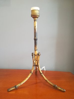 Table Lamp in Imitation Bamboo Gilt Metal, 1950s-QY-936071