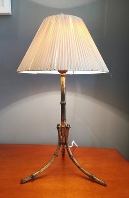 Table Lamp in Imitation Bamboo Gilt Metal, 1950s-QY-936071