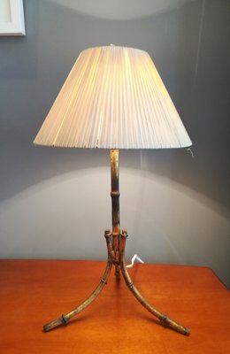 Table Lamp in Imitation Bamboo Gilt Metal, 1950s-QY-936071