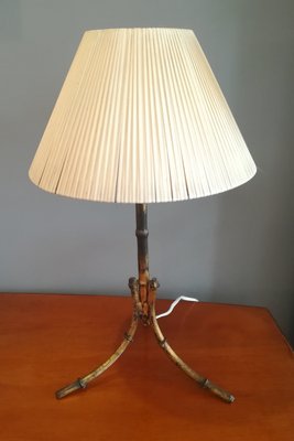 Table Lamp in Imitation Bamboo Gilt Metal, 1950s-QY-936071