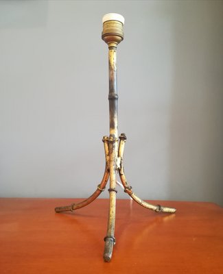 Table Lamp in Imitation Bamboo Gilt Metal, 1950s-QY-936071