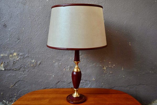 Table Lamp in Leather and Brass, 1960s-AIU-1795507