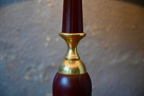 Table Lamp in Leather and Brass, 1960s-AIU-1795507