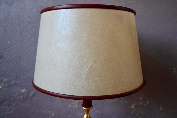 Table Lamp in Leather and Brass, 1960s-AIU-1795507