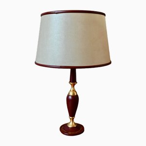 Table Lamp in Leather and Brass, 1960s-AIU-1795507