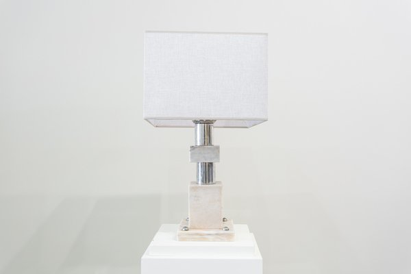 Table Lamp in Marble and Steel, 1960s-UJE-1185128