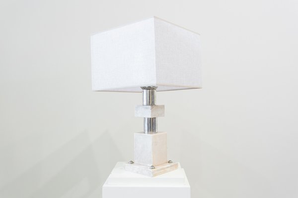 Table Lamp in Marble and Steel, 1960s-UJE-1185128