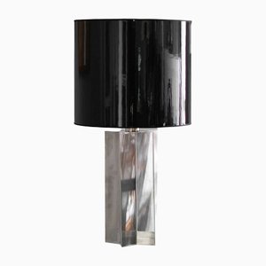 Table Lamp in Metal With Vinyl Lampshade, 1970s-MNF-1311247