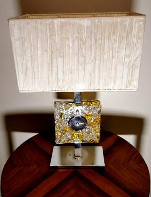 Table Lamp in Nickel-Plated Metal and Murano Glass from Mazzega-QRS-997707