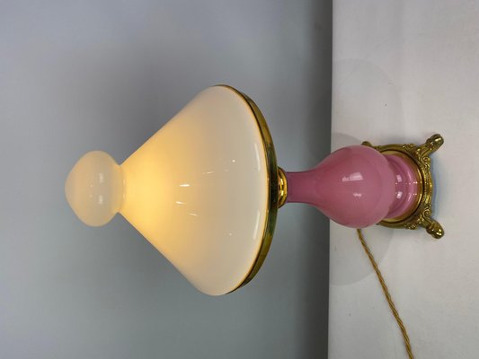 Table Lamp in Pink Opaline Glass, 1930s-UY-1048149