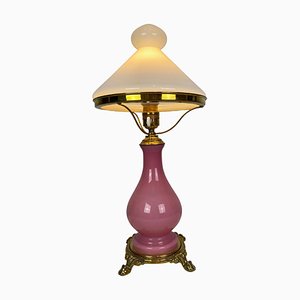 Table Lamp in Pink Opaline Glass, 1930s-UY-1048149