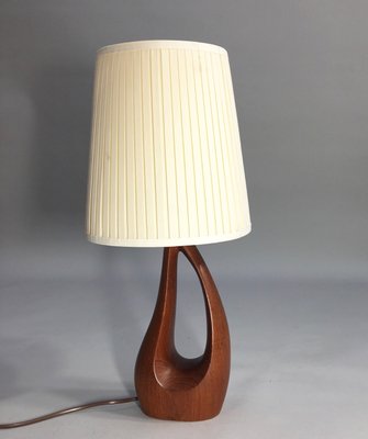 Table Lamp in Teak with Fabric Shade, 1950s-SGX-1251348