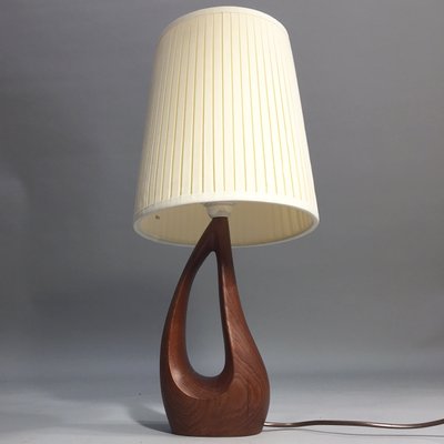 Table Lamp in Teak with Fabric Shade, 1950s-SGX-1251348