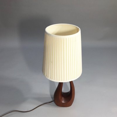 Table Lamp in Teak with Fabric Shade, 1950s-SGX-1251348