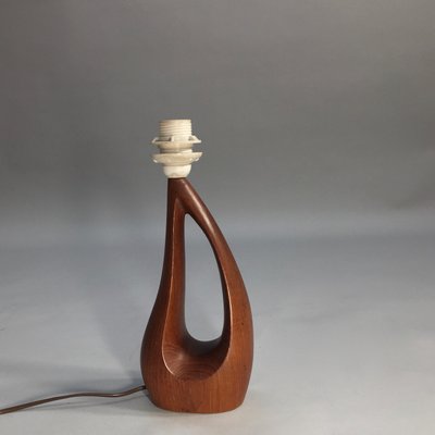 Table Lamp in Teak with Fabric Shade, 1950s-SGX-1251348