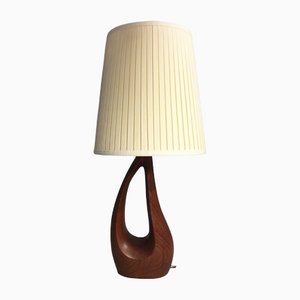 Table Lamp in Teak with Fabric Shade, 1950s-SGX-1251348