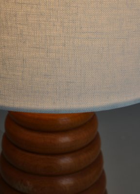 Table Lamp in Turned Beechwood Scandinavian Modern, Denmark, 1950s-WRF-1283570