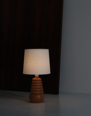 Table Lamp in Turned Beechwood Scandinavian Modern, Denmark, 1950s-WRF-1283570