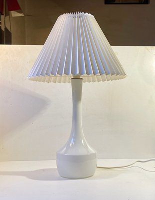 Table Lamp in White Opaline Glass by Jacob E. Bang for Holmegaard / Kastrup, 1950s-LCR-1156289