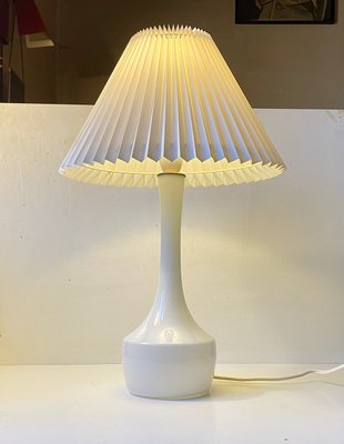 Table Lamp in White Opaline Glass by Jacob E. Bang for Holmegaard / Kastrup, 1950s-LCR-1156289