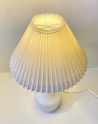 Table Lamp in White Opaline Glass by Jacob E. Bang for Holmegaard / Kastrup, 1950s-LCR-1156289