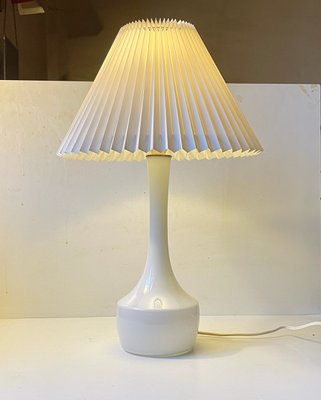 Table Lamp in White Opaline Glass by Jacob E. Bang for Holmegaard / Kastrup, 1950s-LCR-1156289