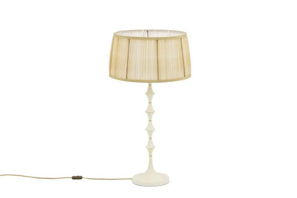 Table Lamp in White Resin and Gilt Brass, 1970s-CEJ-667119