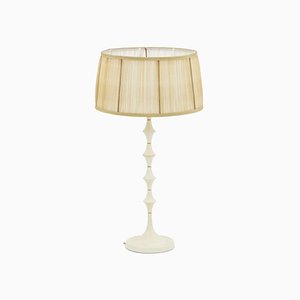 Table Lamp in White Resin and Gilt Brass, 1970s-CEJ-667119