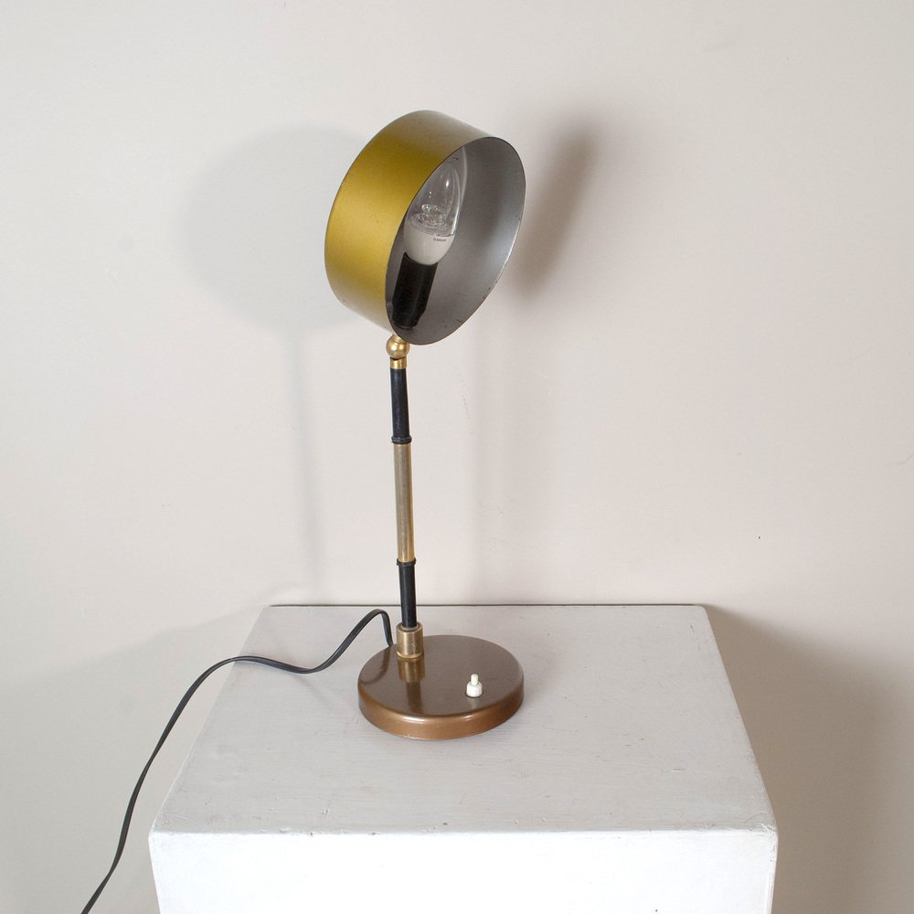 Table Lamp in Worked and Chromed Metal and Steal Steal in Brass in the style of Oscar Torlasco, 1960s