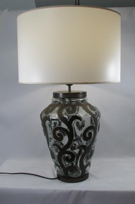 Table Lamp in Wrought Iron and Blown Glass, 1980s-RDN-1437961