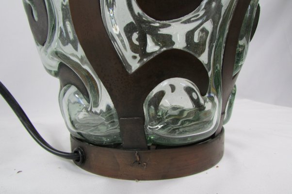 Table Lamp in Wrought Iron and Blown Glass, 1980s-RDN-1437961