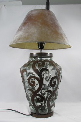 Table Lamp in Wrought Iron and Blown Glass, 1980s-RDN-1437961