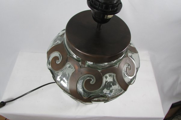 Table Lamp in Wrought Iron and Blown Glass, 1980s-RDN-1437961