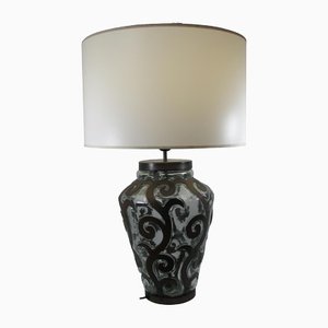 Table Lamp in Wrought Iron and Blown Glass, 1980s-RDN-1437961