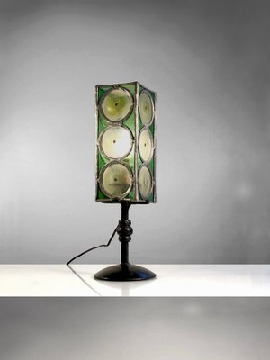 Table Lamp in Wrought Iron and Stained Glass from Loir Et Cher, France, 1960s-NLF-1719192