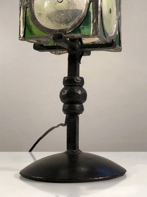 Table Lamp in Wrought Iron and Stained Glass from Loir Et Cher, France, 1960s-NLF-1719192